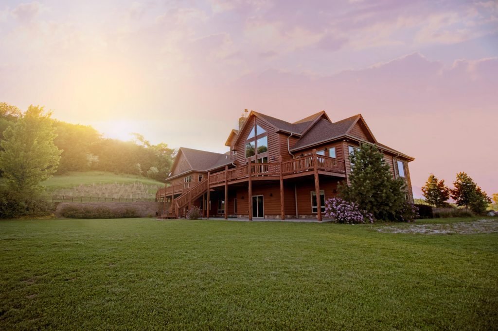 home with sunset