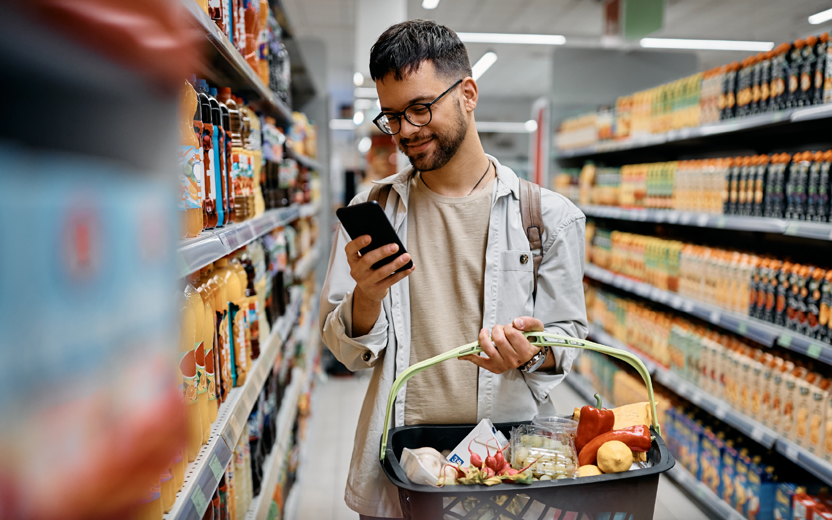 Customer checking their balance while shopping